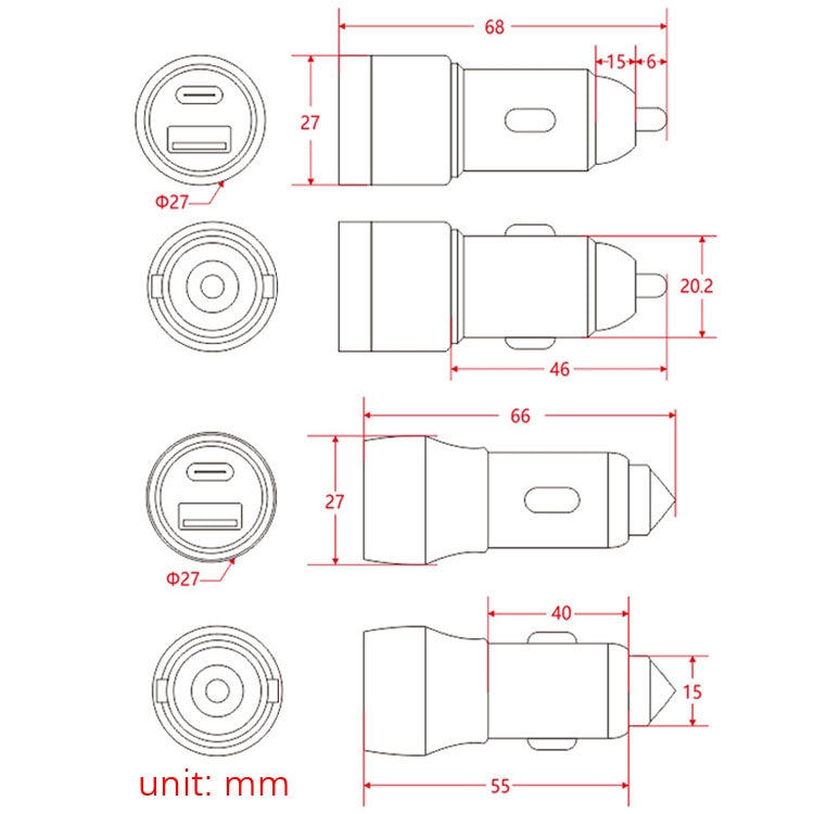 Aluminum Alloy Cigarette Lighter Applicable Car Charger, Model: Black Double QC - In Car by buy2fix | Online Shopping UK | buy2fix