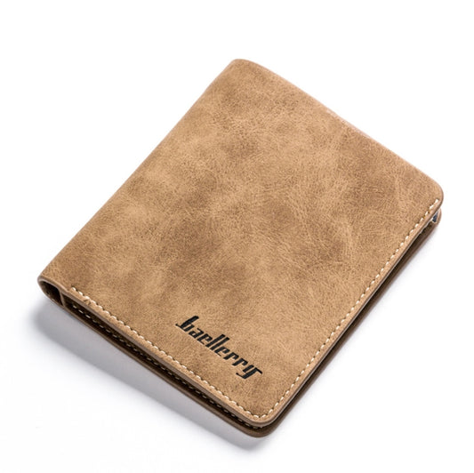 Baellerry BLR1152 Men Short Wallet Vintage Frosted Two Fold Wallet(Coffee Vertical) - Wallets by Baellerry | Online Shopping UK | buy2fix