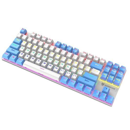 XUNFOX K80 87 Keys Wired Gaming Mechanical Illuminated Keyboard, Cable Length:1.5m(White Blue) - Wired Keyboard by XUNFOX | Online Shopping UK | buy2fix