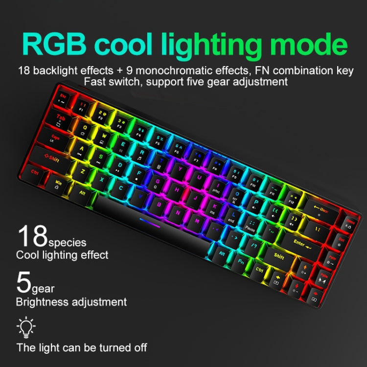 ZIYOU LANG T8 68 Keys RGB Luminous Gaming Mechanical Keyboard, Cable Length:1.6m(Pink Green Shaft) - Wired Keyboard by ZIYOU LANG | Online Shopping UK | buy2fix