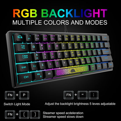 ZIYOU LANG K61 62 Keys RGB Lighting Mini Gaming Wired Keyboard, Cable Length:1.5m(White) - Wired Keyboard by ZIYOU LANG | Online Shopping UK | buy2fix