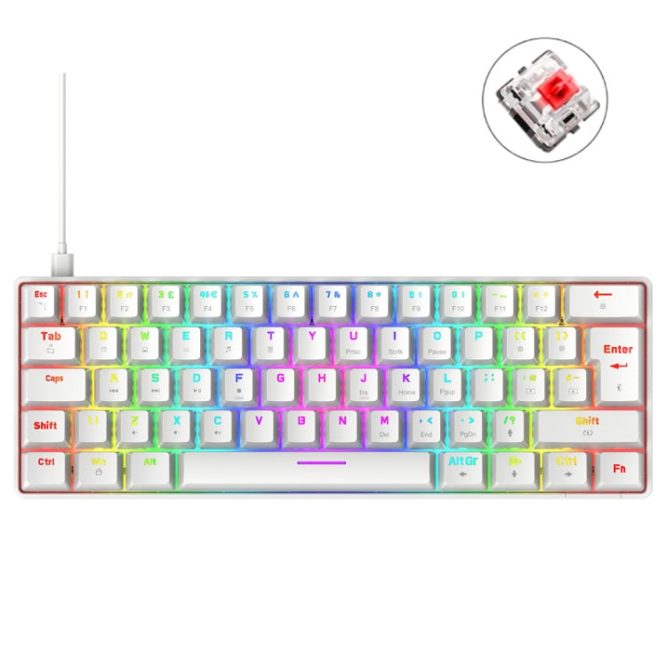 ZIYOU LANG T60 62-Key RGB Luminous Mechanical Wired Keyboard, Cable Length:1.5m(White Red Shaft) - Wired Keyboard by ZIYOU LANG | Online Shopping UK | buy2fix