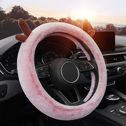 Antler Thick Plush Steering Wheel Cover, Style: O Type (Gray) - In Car by buy2fix | Online Shopping UK | buy2fix