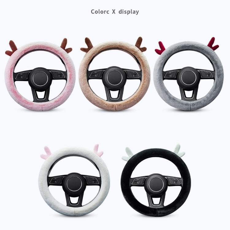 Antler Thick Plush Steering Wheel Cover, Style: D Type (Black) - In Car by buy2fix | Online Shopping UK | buy2fix