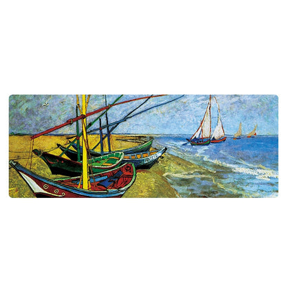 300x800x5mm Locked Am002 Large Oil Painting Desk Rubber Mouse Pad(Seaside Boat) - Mouse Pads by buy2fix | Online Shopping UK | buy2fix