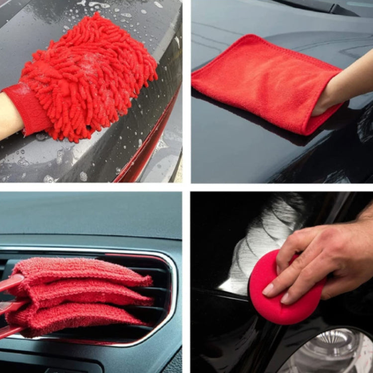 16 PCS / Set Car Washing Tool Brush Drill Cleaning Brush Tire Cleaning Floor Brush(Red) - In Car by buy2fix | Online Shopping UK | buy2fix