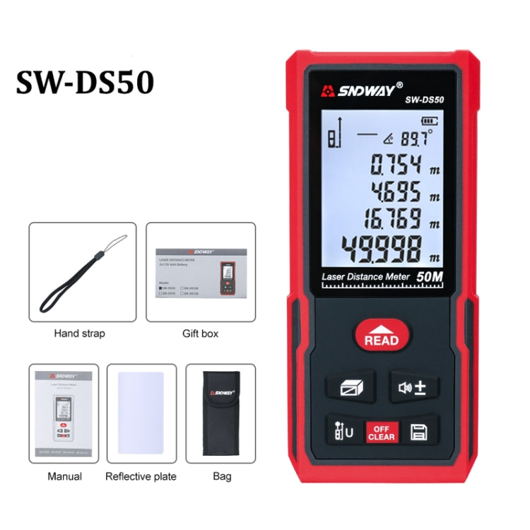 SNDWAY SW-DS50 Handheld Laser Rangefinder Infrared Laser Ruler, Distance: 50m - Consumer Electronics by SNDWAY | Online Shopping UK | buy2fix