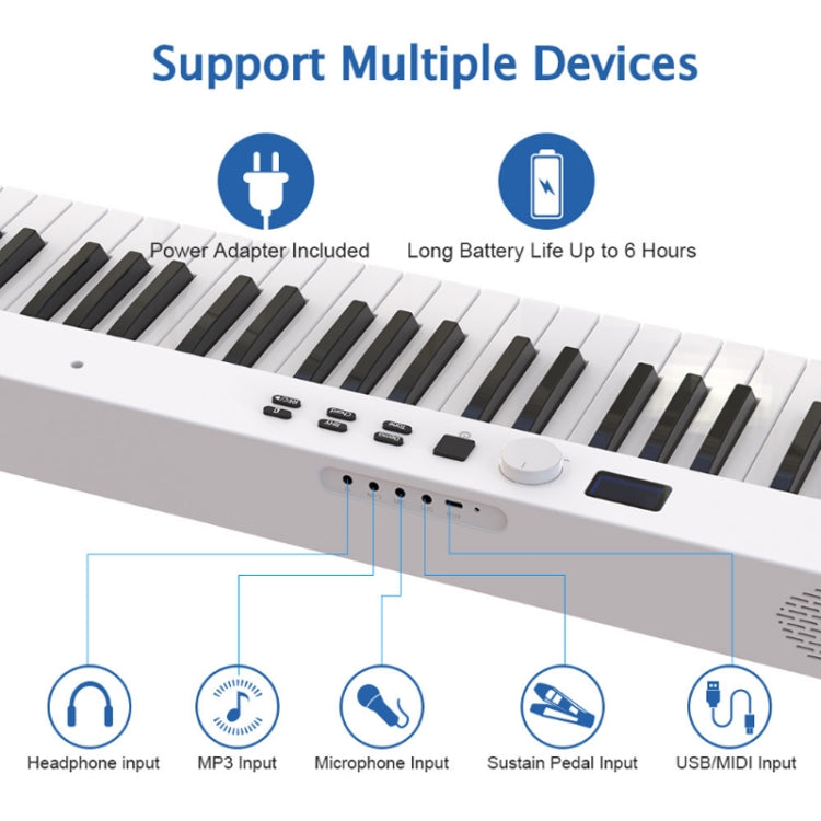 88-Key Portable Smart Folding Electric Piano, EU Plug(PJ88C Black) - Keyboard Instruments by buy2fix | Online Shopping UK | buy2fix