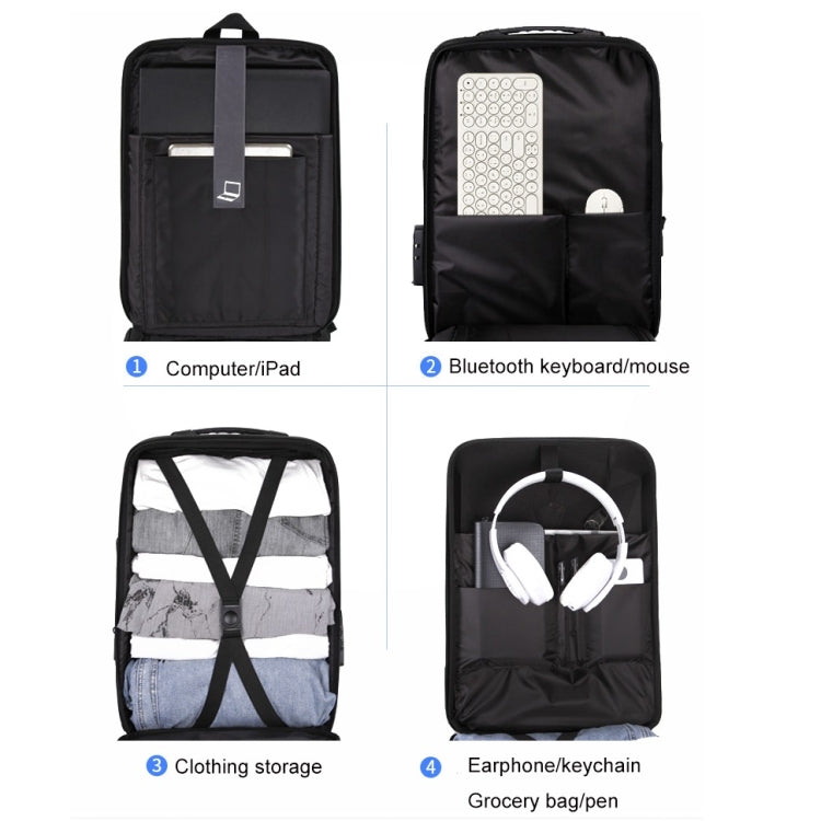 Hard Shell Backpack Alloy Frame Anti-Theft Computer Bag For Men, Color: 8001-J Gray - Backpack by buy2fix | Online Shopping UK | buy2fix