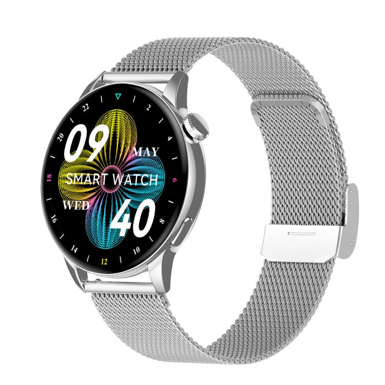 HD1 1.3 Inch AMOLED Screen Smart Watch with NFC Function(Silver Steell+Silicone Strap) - Smart Wear by buy2fix | Online Shopping UK | buy2fix