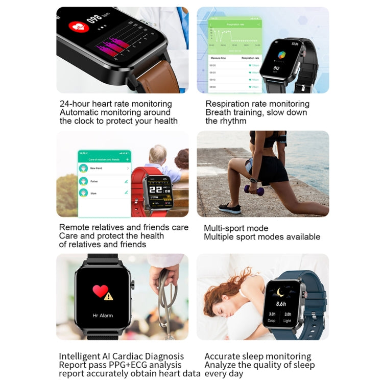 LOANIY E86 1.7 Inch Heart Rate Monitoring Smart Bluetooth Watch, Color: Black - Smart Watches by LOANIY | Online Shopping UK | buy2fix