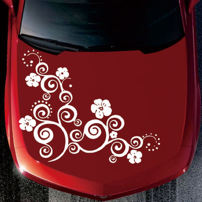 D-908 Summer Flower Totem PVC Car Hood Sticker(Black) - In Car by buy2fix | Online Shopping UK | buy2fix