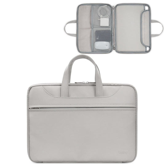 Baona BN-Q006 PU Leather Full Opening Laptop Handbag For 11/12 inches(Grey) - 12.1 inch by Baona | Online Shopping UK | buy2fix