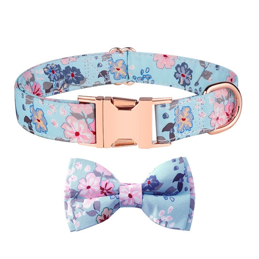 Rose Gold Buckle Pet Detachable Bow Collar, Size: XL 2.5x43-70cm(Blue Bellland) - Home & Garden by buy2fix | Online Shopping UK | buy2fix