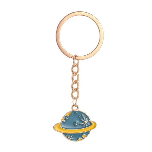 5 PCS Drip Oil Round Keychain Key Ring Bag Pendant(Blue Planet) - In Car by buy2fix | Online Shopping UK | buy2fix