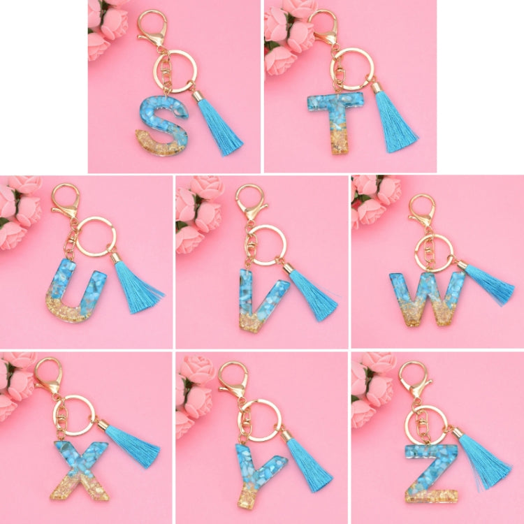 2 PCS English Alphabet Epoxy Tassel Keychain Bag Pendant(W) - In Car by buy2fix | Online Shopping UK | buy2fix