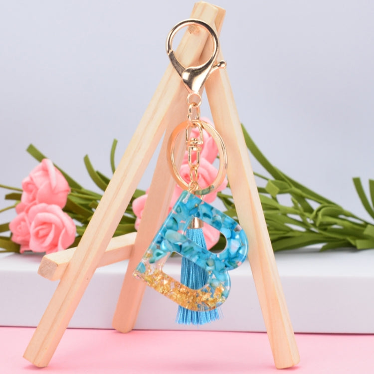 2 PCS English Alphabet Epoxy Tassel Keychain Bag Pendant(J) - In Car by buy2fix | Online Shopping UK | buy2fix