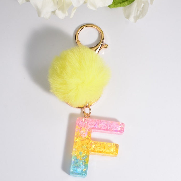 2 PCS Crystal Epoxy Rainbow Color Keychain Hair Ball Ladies Bag Pendant(F) - In Car by buy2fix | Online Shopping UK | buy2fix