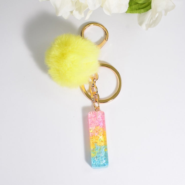 2 PCS Crystal Epoxy Rainbow Color Keychain Hair Ball Ladies Bag Pendant(I) - In Car by buy2fix | Online Shopping UK | buy2fix