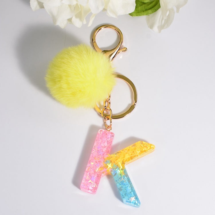 2 PCS Crystal Epoxy Rainbow Color Keychain Hair Ball Ladies Bag Pendant(K) - In Car by buy2fix | Online Shopping UK | buy2fix