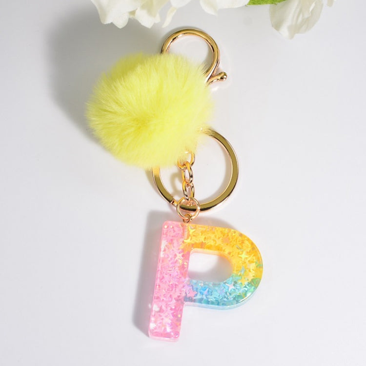 2 PCS Crystal Epoxy Rainbow Color Keychain Hair Ball Ladies Bag Pendant(P) - In Car by buy2fix | Online Shopping UK | buy2fix