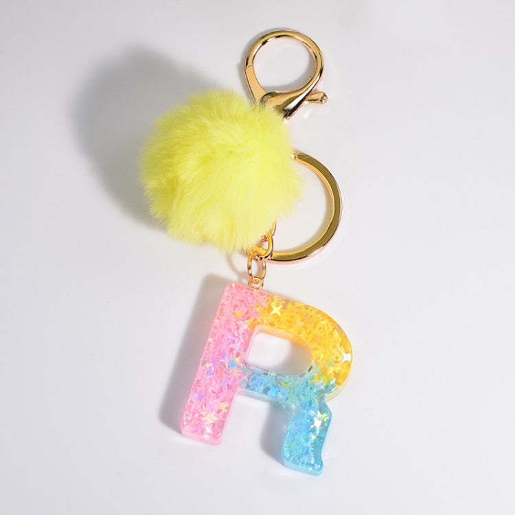 2 PCS Crystal Epoxy Rainbow Color Keychain Hair Ball Ladies Bag Pendant(R) - In Car by buy2fix | Online Shopping UK | buy2fix