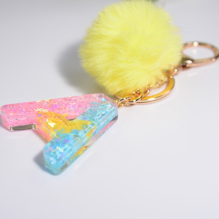 2 PCS Crystal Epoxy Rainbow Color Keychain Hair Ball Ladies Bag Pendant(O) - In Car by buy2fix | Online Shopping UK | buy2fix