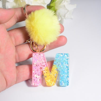 2 PCS Crystal Epoxy Rainbow Color Keychain Hair Ball Ladies Bag Pendant(P) - In Car by buy2fix | Online Shopping UK | buy2fix