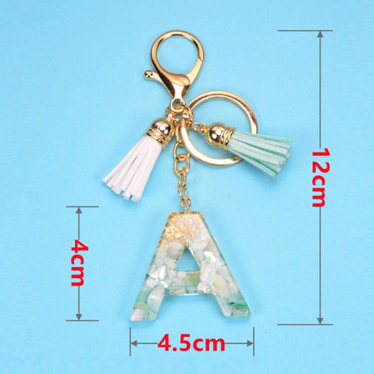 2 PCS Gold Foil English Letter Tassel Keychain Bag Decoration Pendant(J) - In Car by buy2fix | Online Shopping UK | buy2fix