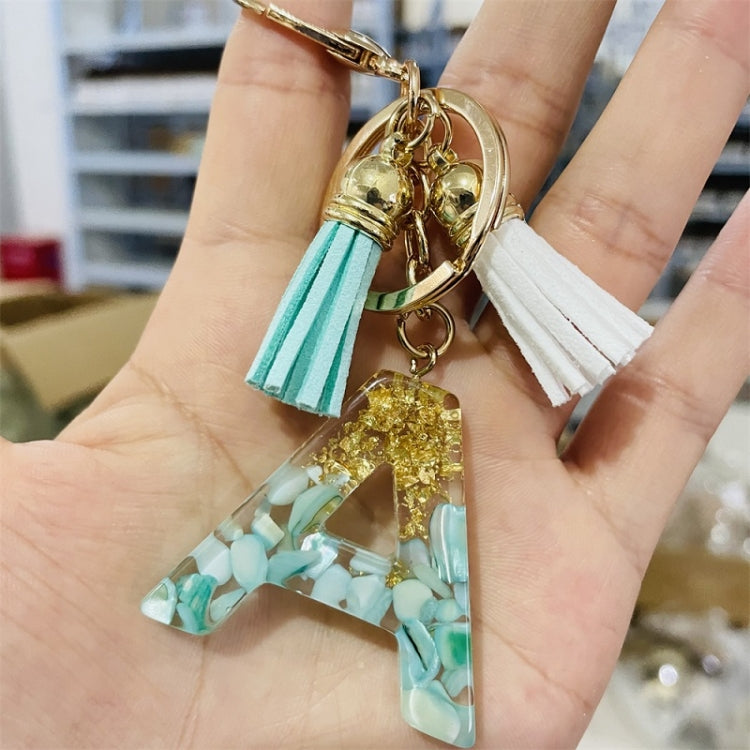 2 PCS Gold Foil English Letter Tassel Keychain Bag Decoration Pendant(S) - In Car by buy2fix | Online Shopping UK | buy2fix