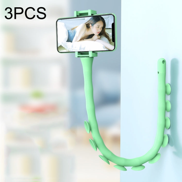 3PCS Caterpillar Mobile Phone Stand Magic Suction Cup Bedside Desktop Bracket(Green) - Lazy Bracket by buy2fix | Online Shopping UK | buy2fix