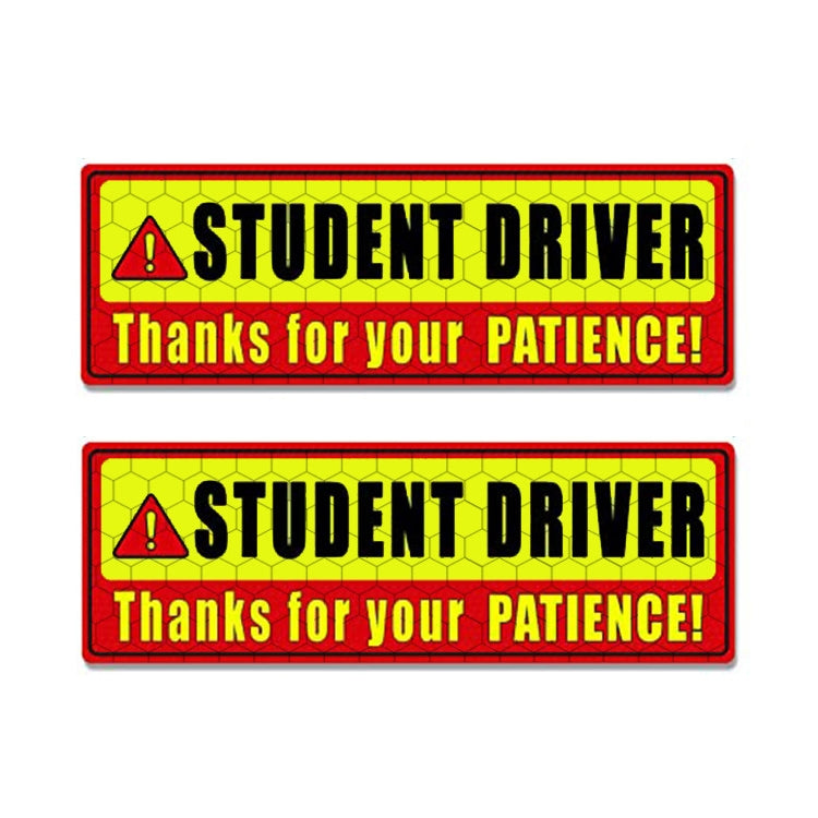 2 PCS STUDENT DRIVER Novice Car Sticker Magnetic Reflective Car Sticker 25 x 8 cm(Type A) - In Car by buy2fix | Online Shopping UK | buy2fix