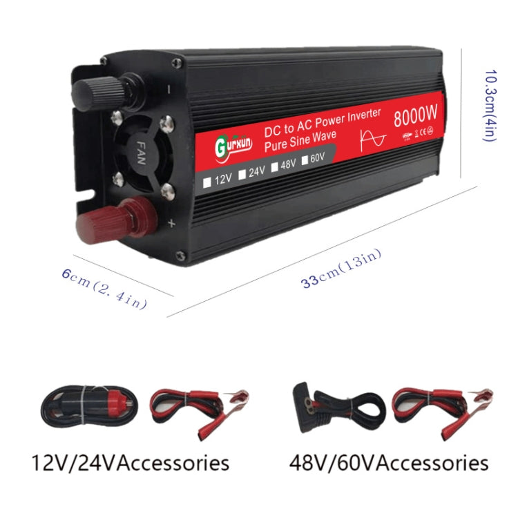 Gurxun 8000W High Power Household Car Sine Wave Inverter, Specification: 12V To 220V - In Car by Gurxun | Online Shopping UK | buy2fix