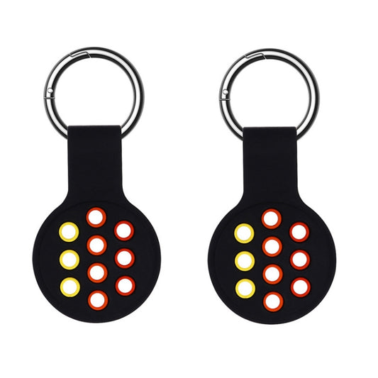 2 PCS  Contrast Color Perforated Silicone Case for AirTag Tracker(Black Colorful 12) -  by buy2fix | Online Shopping UK | buy2fix