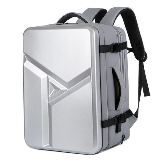 Large-capacity Waterproof Expandable Hard Shell Backpack with USB Charging Hole(161 Light Grey) - Backpack by buy2fix | Online Shopping UK | buy2fix