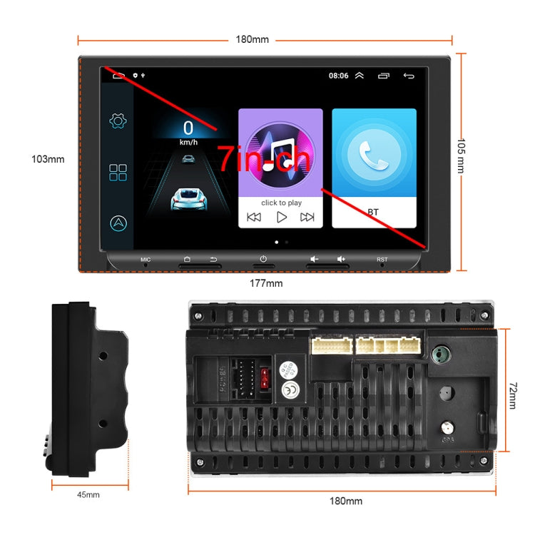 7 inch Carplay GPS Navigation Reverse Integrated Machine, Style: Standard+8 Light Camera(1+16G) - In Car by buy2fix | Online Shopping UK | buy2fix