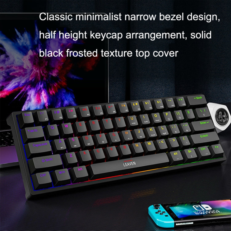LEAVEN K620 61 Keys Hot Plug-in Glowing Game Wired Mechanical Keyboard, Cable Length: 1.8m, Color: Black White Red Shaft - Wired Keyboard by LEAVEN | Online Shopping UK | buy2fix