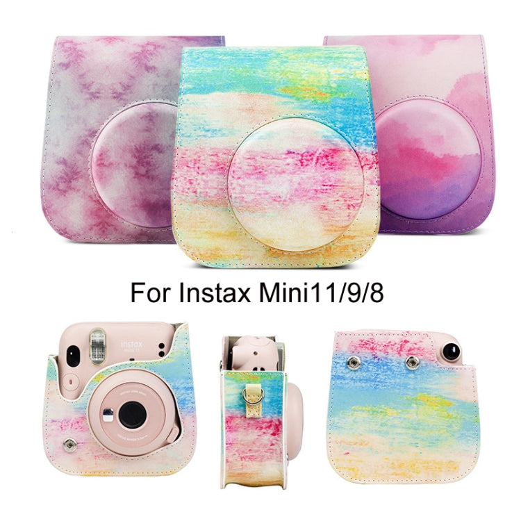 For Instax Mini11 / 9 / 8 PU Cortex Retro Camera Bag Protective Cover(Blue Pink Color) - Camera Accessories by CAIUL | Online Shopping UK | buy2fix