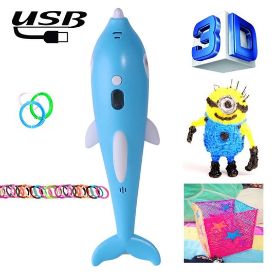 Children 3D Printing Pen Low Temperature Intelligent Screen Display Voice Drawing Pen, Style:, Color: 33 Colors (Blue) - Consumer Electronics by buy2fix | Online Shopping UK | buy2fix