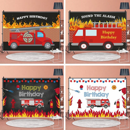 1.5x1m Fire Engine Happy Birthday Party Scene Backdrop for Photojournalism(MDU04234) - Camera Accessories by buy2fix | Online Shopping UK | buy2fix