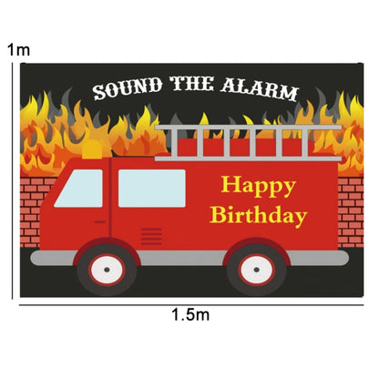 1.5x1m Fire Engine Happy Birthday Party Scene Backdrop for Photojournalism(MDU04233) - Camera Accessories by buy2fix | Online Shopping UK | buy2fix