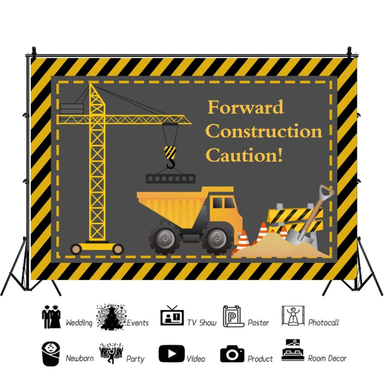 1.5m x 1m  Construction Vehicle Series Happy Birthday Photography Background Cloth(MSD00278) - Camera Accessories by buy2fix | Online Shopping UK | buy2fix