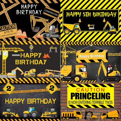 1.2m x 0.8m Construction Vehicle Series Happy Birthday Photography Background Cloth(12008733) - Camera Accessories by buy2fix | Online Shopping UK | buy2fix