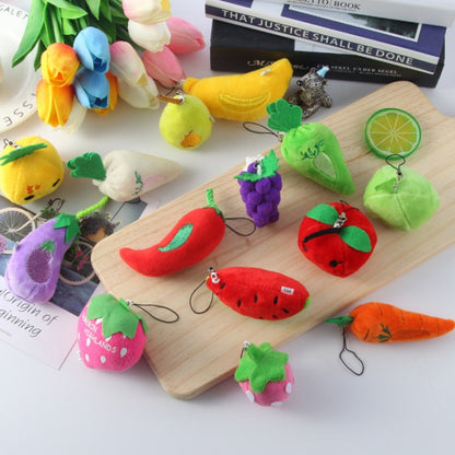 5pcs Cute Fruit And Vegetable Plush Bag Pendant Key Chain, Size: 10cm(Apple) - Key Rings by buy2fix | Online Shopping UK | buy2fix