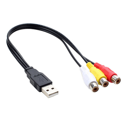 USB to 3 RCA Bus 1 Male 3 Female AV Audio Cable, Size: 25cm - RCA Cable by buy2fix | Online Shopping UK | buy2fix