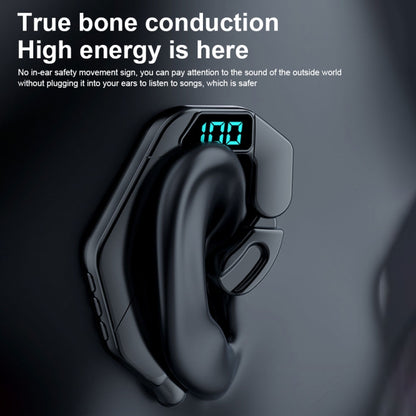 V19 Bone Conduction Digital Display Stereo Hanging Ear Sports Bluetooth Headset(Blue) - Bluetooth Earphone by buy2fix | Online Shopping UK | buy2fix