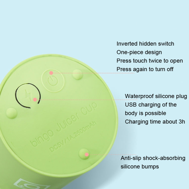 Bingo Mini Portable Juicer Home 6 Knife Head Charging Electric Juice Cup(Macaron Blue) - Electric juicers by Bingo | Online Shopping UK | buy2fix