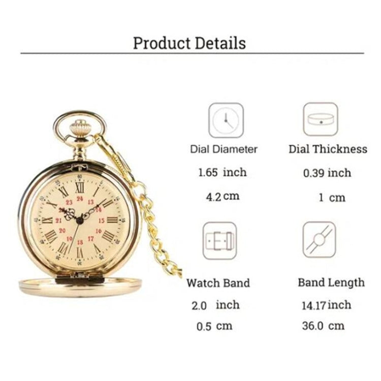 Engraved Vintage Commemorative Quartz Pocket Watch Round Watch, Style: Forever (Black) - Necklace Watch Watches by buy2fix | Online Shopping UK | buy2fix