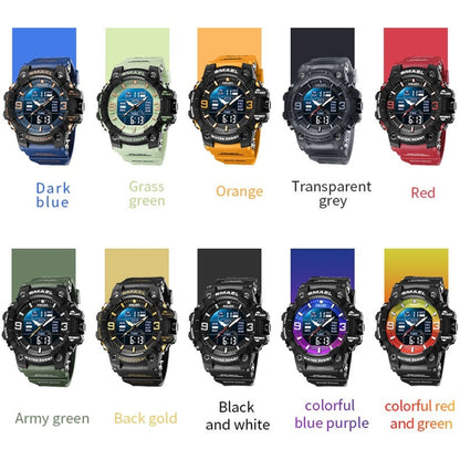 SMAEL 8049 Waterproof Sports Watch Men Multi-function Night Light Electronic Watch(Black Gold) - Leather Strap Watches by SMAEL | Online Shopping UK | buy2fix