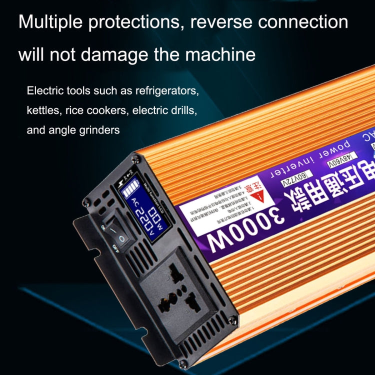 XINBOKE Universal Positive Wave Car Inverter Home Solar Inverter 48V/60V 3000W To 220V 1200W - In Car by XINBOKE | Online Shopping UK | buy2fix